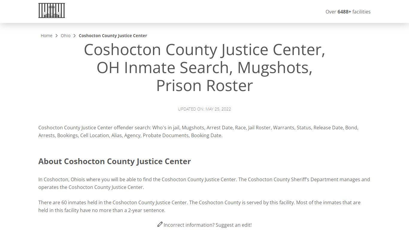 Coshocton County Justice Center, OH Inmate Search ...